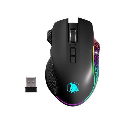 Empire GAMING RF906 Kabellose Gaming-Maus, 3 Modi, 2,4 GHz, BT, kabelgebunden, 8 programmierbare Tasten, Software inklusive, 10.000 dpi, RGB anpassbar, 1000 Hz-Sensor, PC/Mac, Schwarz Bild 1