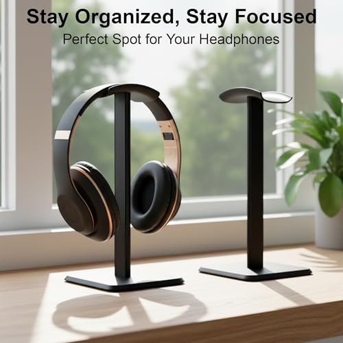 Kopfhörerständer, universeller Headset-Halter aus Aluminiumlegierung mit Rutschfester Unterseite, stabile Stützstange für alle Kopfhörergrößen, ideal für Schreibtisch, Gaming, Büro, Musikstudio Bild 5