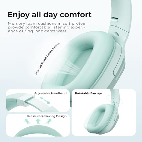havit Active Noise Cancelling Kopfhörer, Kabellose Over Ear Bluetooth Kopfhörer mit 60ms Low Latency Game Mode, 50H Spielzeit, Faltbare Overhead-Kopfhörer mit tiefem Bass, Bluetooth 5.4, App-Steuerung Bild 2