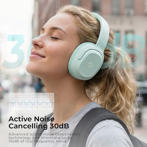 havit Active Noise Cancelling Kopfhörer, Kabellose Over Ear Bluetooth Kopfhörer mit 60ms Low Latency Game Mode, 50H Spielzeit, Faltbare Overhead-Kopfhörer mit tiefem Bass, Bluetooth 5.4, App-Steuerung Bild 3