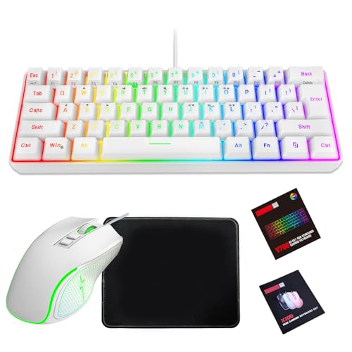 Goshyda Gaming-Tastatur und -Maus, Anpassbare RGB-Tastatur mit Hintergrundbeleuchtung, Ergonomische Mauskombination mit Mauspad, Zum Spielen und Arbeiten (Weißes Set) Bild 1