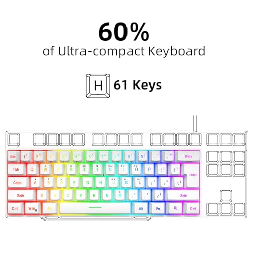 Goshyda Gaming-Tastatur und -Maus, Anpassbare RGB-Tastatur mit Hintergrundbeleuchtung, Ergonomische Mauskombination mit Mauspad, Zum Spielen und Arbeiten (Weißes Set) Bild 4