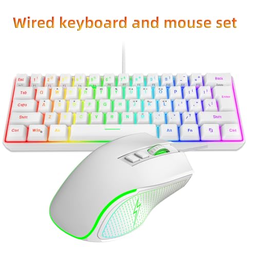 Goshyda Gaming-Tastatur und -Maus, Anpassbare RGB-Tastatur mit Hintergrundbeleuchtung, Ergonomische Mauskombination mit Mauspad, Zum Spielen und Arbeiten (Weißes Set) Bild 7