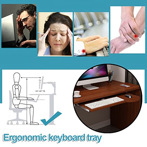 Ergonomische Ablage für Tastatur- und Maus, ausziehbare Computerschublade zum Tippen, ideal für Arbeit, Studium und Gaming, Schwarz, 60 x 26 cm Bild 4