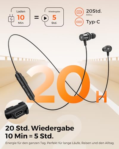 truefree HD-100 In Ear Kopfhörer, Bluetooth 6.0 Kopfhörer, Magnetische Nackenbügel Sportkopfhörer, Spatial Audio, IP67 Wasserdicht, 20 Std.Doppelverbindung, KI-Anruf-Rauschunterdrückung, App Bild 3
