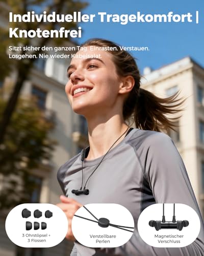 truefree HD-100 In Ear Kopfhörer, Bluetooth 6.0 Kopfhörer, Magnetische Nackenbügel Sportkopfhörer, Spatial Audio, IP67 Wasserdicht, 20 Std.Doppelverbindung, KI-Anruf-Rauschunterdrückung, App Bild 4