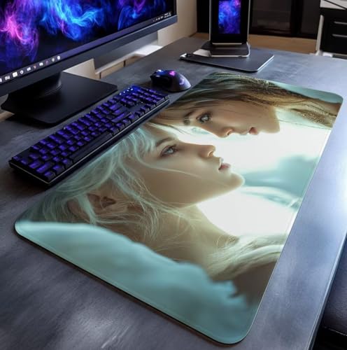 Mauspad Frau Mauspad xxl 100x50x0.3 cm Wasserdicht Mousepad Antirutsch Gummibasis Schreibtischunterlage für Büro Gaming, Mouse Pad Kuss für Pc Gaming Maus Tastatur Kabellos Laptop Herbstdeko DBYH-6411 Bild 3