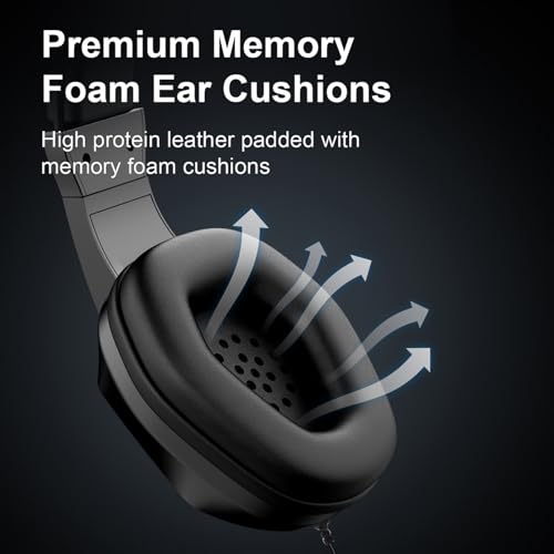 XUMIUZIY Kabelgebundenes Gaming Headset für PC, Over Ear Kopfhörer mit Geräuschunterdrückung und Mikrofon, LED Licht, 7.1 Surround Sound, Memory Schaum Ohrpolster, 40 mm Treiber, für PS (USB) Bild 6