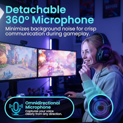 Puro Sound Labs PuroGamer-BT Kabelloses Gaming-Headset, Lautstärkebegrenzung 85 dB, Tri-Mode-Konnektivität, Abnehmbares 360°-Mikrofon – 32 Stunden Akkulaufzeit, Geringe Latenz, Bequemes Design Bild 6