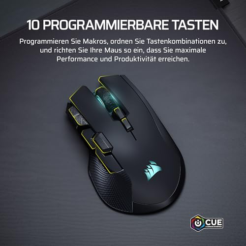 Corsair IRONCLAW Wireless SE (2026) Gaming-Maus – 26,000 DPI, Ergonomisches Design für Größere Hände, 10 Programmierbare Tasten, für MOBA, FPS, MMO – Schwarz Bild 4