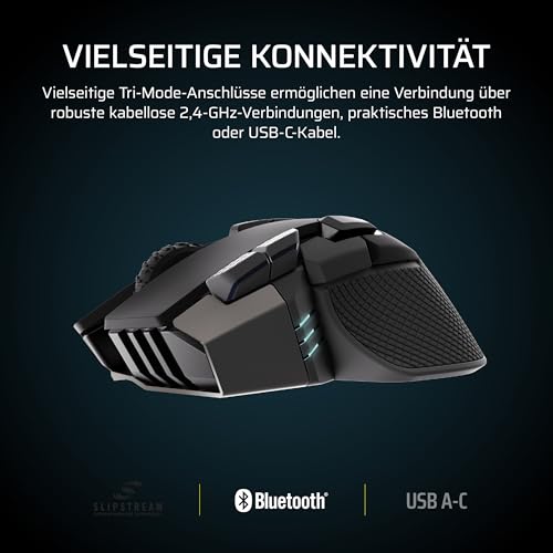 Corsair IRONCLAW Wireless SE (2026) Gaming-Maus – 26,000 DPI, Ergonomisches Design für Größere Hände, 10 Programmierbare Tasten, für MOBA, FPS, MMO – Schwarz Bild 5