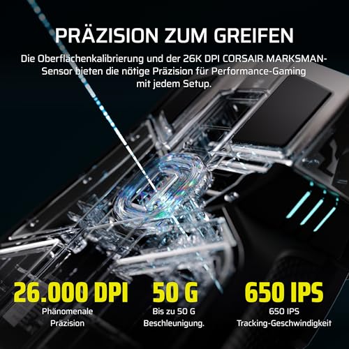 Corsair IRONCLAW Wireless SE (2026) Gaming-Maus – 26,000 DPI, Ergonomisches Design für Größere Hände, 10 Programmierbare Tasten, für MOBA, FPS, MMO – Schwarz Bild 6