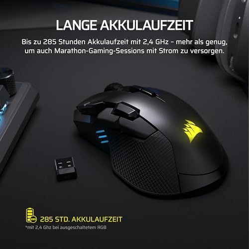 Corsair IRONCLAW Wireless SE (2026) Gaming-Maus – 26,000 DPI, Ergonomisches Design für Größere Hände, 10 Programmierbare Tasten, für MOBA, FPS, MMO – Schwarz Bild 7