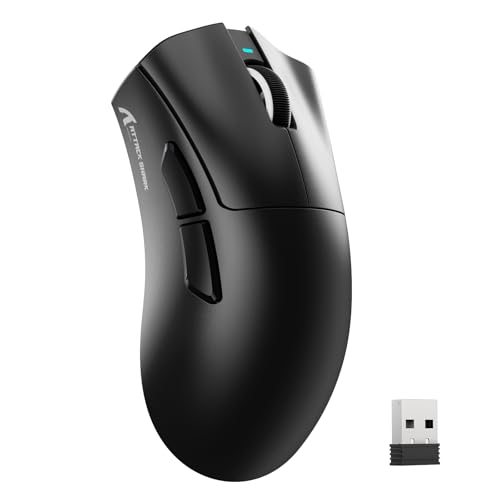 MAMBASNAKE X ATTACKSHARK V3 Kabellose Gaming-Maus,65g leicht,geteiltes Design für Rechtshänder,bis zu 25000DPI,1000Hz,PAW3311 Sensor,BK52820 MCU,2,4G/BT/USB-C, 500mAh,Web-Treiber,für PC/Mac–Schwarz Bild 1
