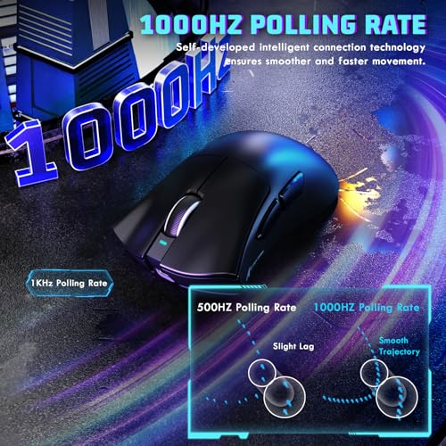 MAMBASNAKE X ATTACKSHARK V3 Kabellose Gaming-Maus,65g leicht,geteiltes Design für Rechtshänder,bis zu 25000DPI,1000Hz,PAW3311 Sensor,BK52820 MCU,2,4G/BT/USB-C, 500mAh,Web-Treiber,für PC/Mac–Schwarz Bild 4