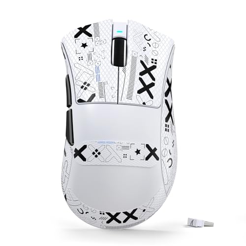 ATTACK SHARK V3 Kabellose Gaming-Maus mit Tape, 65g Ultraleicht, Optischer Sensor PAW3311 mit 25K DPI, 1K Polling, Mechanical Switch, 2,4G/BT/Wired Ergonomisch Mice für Gamer/Office/PC/Mac, Weiß Bild 1