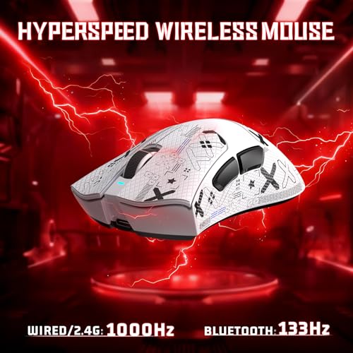 ATTACK SHARK V3 Kabellose Gaming-Maus mit Tape, 65g Ultraleicht, Optischer Sensor PAW3311 mit 25K DPI, 1K Polling, Mechanical Switch, 2,4G/BT/Wired Ergonomisch Mice für Gamer/Office/PC/Mac, Weiß Bild 5