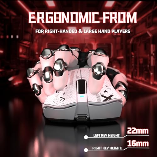 ATTACK SHARK V3 Kabellose Gaming-Maus mit Tape, 65g Ultraleicht, Optischer Sensor PAW3311 mit 25K DPI, 1K Polling, Mechanical Switch, 2,4G/BT/Wired Ergonomisch Mice für Gamer/Office/PC/Mac, Weiß Bild 6