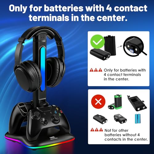 Controller Ladegerät mit RGB Kopfhörerständer für Xbox Series X/S/One/One S/X, XSX Controller Ladestation, Headset und Controller Ständer Halter für Xbox, Gaming Geschenke für Gamer Männer Bild 2