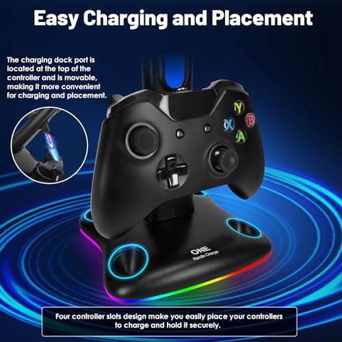 Controller Ladegerät mit RGB Kopfhörerständer für Xbox Series X/S/One/One S/X, XSX Controller Ladestation, Headset und Controller Ständer Halter für Xbox, Gaming Geschenke für Gamer Männer Bild 4
