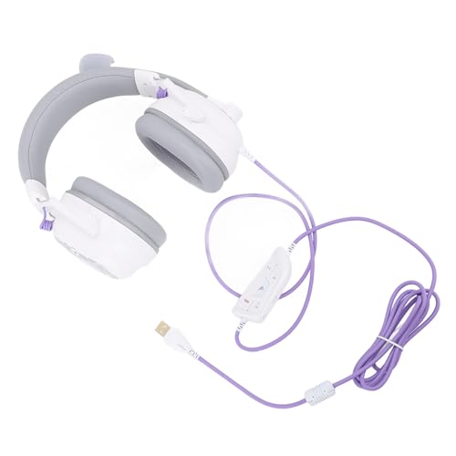 Acouto Kabelgebundenes USB-Gaming-Headset HiFi 7. Surround-Sound mit Geräuschunterdrückendem Mikrofon, Leichte Over-Ear-Kopfhörer, Weiß, Außerdem Neuer EQ, Lautstärke Freischalten Beim Gameplay. (#12) Bild 2