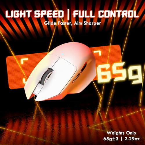 MAMBASNAKE x Attack Shark V6 Kabellose Gaming-Maus mit Magnet-Ladestation, 65 g Leichtgewicht, PAW3311 Sensor, 25.000 DPI, BT/2.4G/USB-C, 100 Mio. Klicks, 500mAh Akku für Rechtshänder-Weiß Bild 4