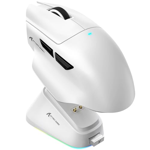 ATTACK SHARK V6 65g Superlight Mouse with Magnetic Charging Dock, PixArt PAW3311 Gaming Sensor, 25000 DPI, 500 mAh Battery, BT/Wireless/Wired Ergonomic Mice with Thumb Rest, for Win11/Xbox/PS/Mac Bild 1