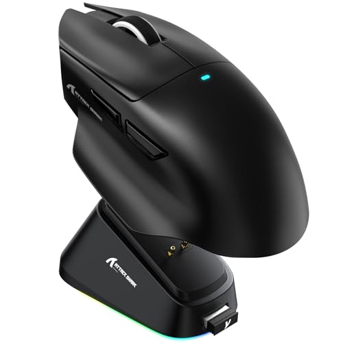 ATTACK SHARK V6 65g Superlight Mouse with Magnetic Charging Dock, PixArt PAW3311 Gaming Sensor, 25000 DPI, 500 mAh Battery, BT/Wireless/Wired Ergonomic Mice with Thumb Rest, for Win11/Xbox/PS/Mac Bild 1