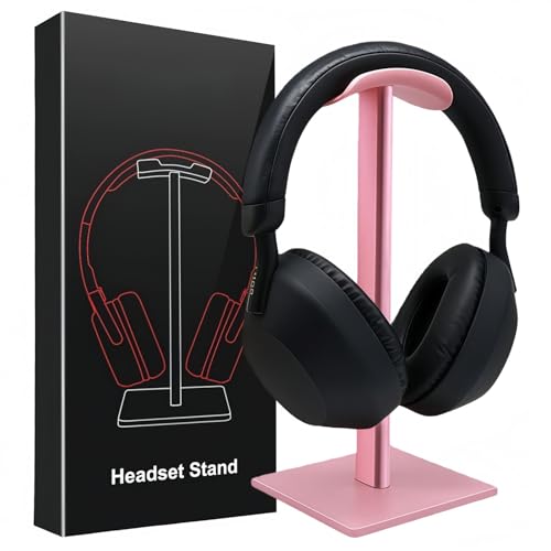 Headset Ständer, Headset Halterung, Gaming Kopfhörer Stander, Kopfhörerhalter Kopfhörerständer Ständer für Over Ear Kopfhörer Kopfhörer Haken mit Rutschfestem TPU-Silikon für Tisch Vitrine (Rosa) Bild 1