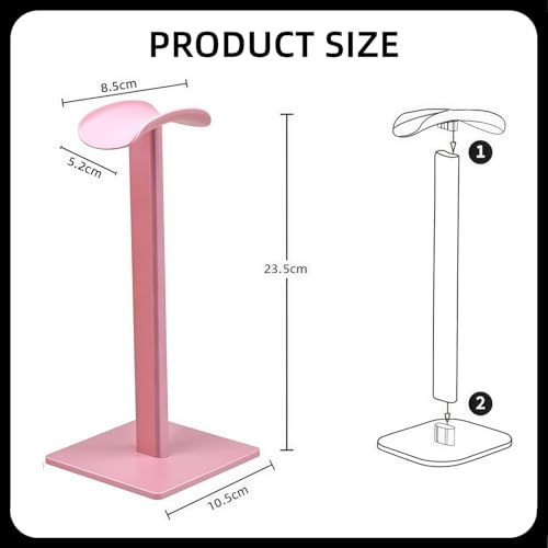 Headset Ständer, Headset Halterung, Gaming Kopfhörer Stander, Kopfhörerhalter Kopfhörerständer Ständer für Over Ear Kopfhörer Kopfhörer Haken mit Rutschfestem TPU-Silikon für Tisch Vitrine (Rosa) Bild 2