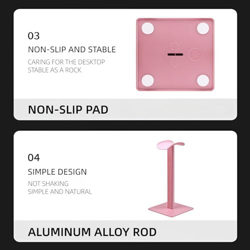 Headset Ständer, Headset Halterung, Gaming Kopfhörer Stander, Kopfhörerhalter Kopfhörerständer Ständer für Over Ear Kopfhörer Kopfhörer Haken mit Rutschfestem TPU-Silikon für Tisch Vitrine (Rosa) Bild 4