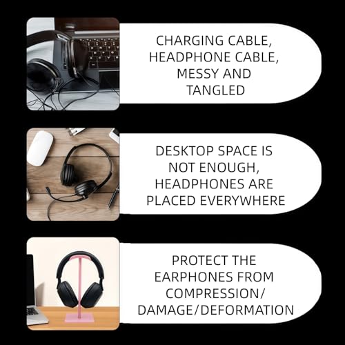 Headset Ständer, Headset Halterung, Gaming Kopfhörer Stander, Kopfhörerhalter Kopfhörerständer Ständer für Over Ear Kopfhörer Kopfhörer Haken mit Rutschfestem TPU-Silikon für Tisch Vitrine (Rosa) Bild 6