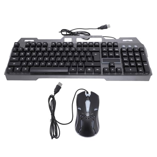 Fockety Kabelgebundene Tastatur-Maus-Kombination, RGB-Licht, 104 Tasten, Gaming-Tastatur und Maus-Set aus Aluminiumlegierung mit Ergonomischem Design, 1200 DPI, für Desktop-Laptop Bild 1