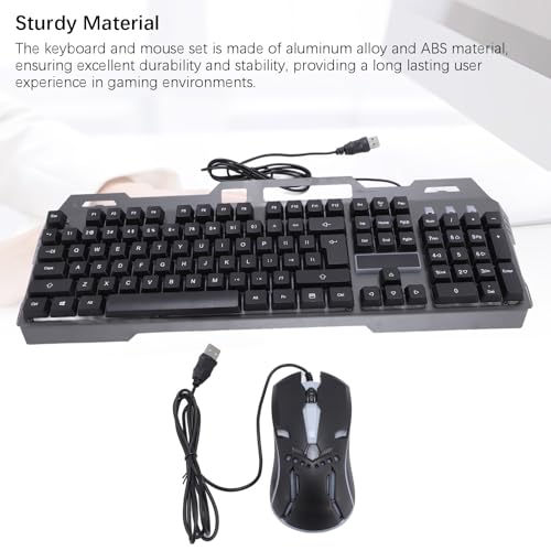 Fockety Kabelgebundene Tastatur-Maus-Kombination, RGB-Licht, 104 Tasten, Gaming-Tastatur und Maus-Set aus Aluminiumlegierung mit Ergonomischem Design, 1200 DPI, für Desktop-Laptop Bild 2