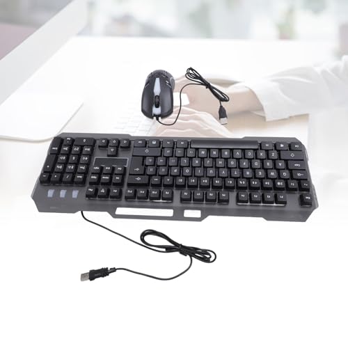 Fockety Kabelgebundene Tastatur-Maus-Kombination, RGB-Licht, 104 Tasten, Gaming-Tastatur und Maus-Set aus Aluminiumlegierung mit Ergonomischem Design, 1200 DPI, für Desktop-Laptop Bild 6