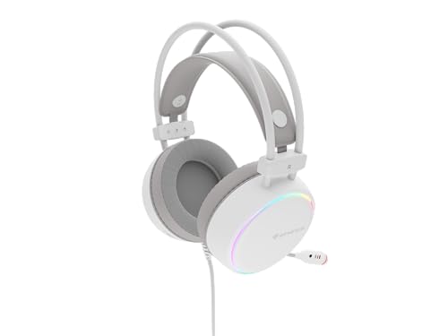 Genesis Neon 613 G2 Gaming Headset Weiß, Stereo Kopfhörer mit Mikrofon, 50mm Treiber, RGB Beleuchtung, Over-Ear, Lautstärkeregler, 3,5mm Klinke & USB, für PC & Laptop Bild 3