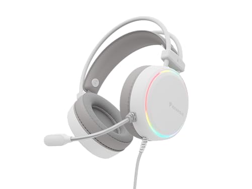 Genesis Neon 613 G2 Gaming Headset Weiß, Stereo Kopfhörer mit Mikrofon, 50mm Treiber, RGB Beleuchtung, Over-Ear, Lautstärkeregler, 3,5mm Klinke & USB, für PC & Laptop Bild 4