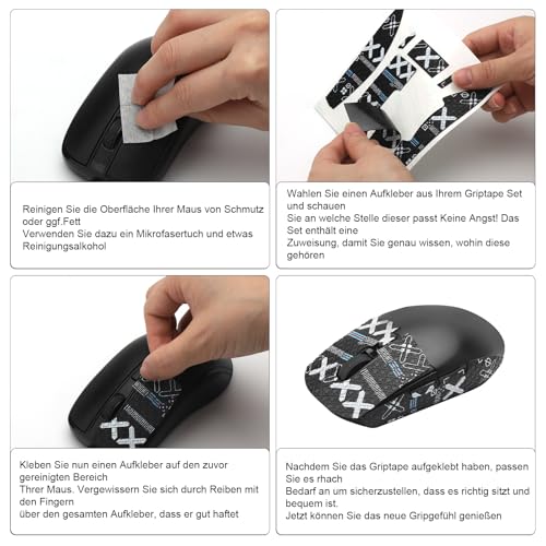 Mouse Grip Tape, Gaming Maus Zubehör Griffband Schweißabsorbierend Extrem Rutschfest Ultradünn Selbstklebend und Rückstandsfrei, Grip Tape Set kompatibel für Logitech G PRO X Superlight 2 Bild 6