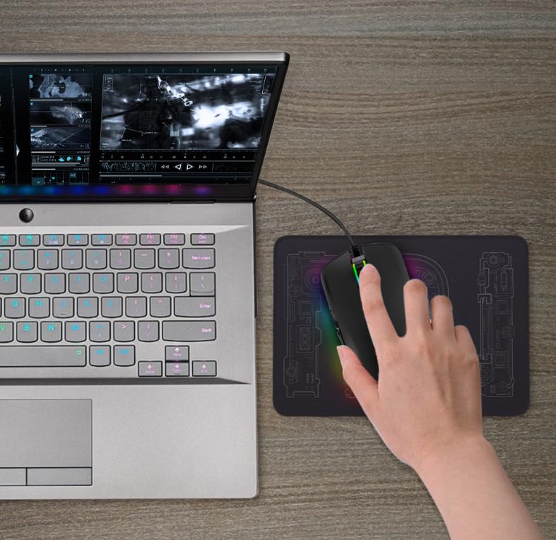 USB C kabelgebundene Gaming-Maus, geräuscharmes Klicken, 4 Farben, RGB-Hintergrundbeleuchtung, optische Maus Typ C mit 1,8 m Kabel, 3200 D-PI, 6 Tasten, ergonomische Maus für PC, Laptop Bild 6