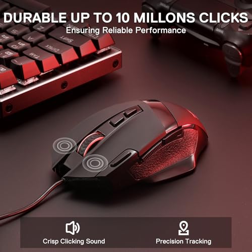 Redragon M619 RGB Gaming Maus - 12800 DPI Kabelgebundene Optische Maus mit 8 Programmierbaren Tasten & Ergonomischem Design, Software Unterstützt DIY Tastenbelegungen Bild 4