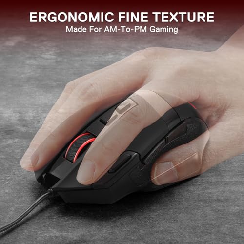 Redragon M619 RGB Gaming Maus - 12800 DPI Kabelgebundene Optische Maus mit 8 Programmierbaren Tasten & Ergonomischem Design, Software Unterstützt DIY Tastenbelegungen Bild 5