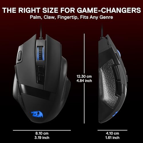 Redragon M619 RGB Gaming Maus - 12800 DPI Kabelgebundene Optische Maus mit 8 Programmierbaren Tasten & Ergonomischem Design, Software Unterstützt DIY Tastenbelegungen Bild 6