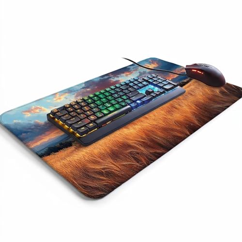 Mauspad Weizenfeld Gaming Mauspad XXL 1000x400x3mm Wasserfest Schreibtischunterlage Sonnenuntergang Genähte Kanten Antirutsch Gummibasis, Mauspad Gaming für Laptop Maus Home Decoration FSBD-1014 Bild 3