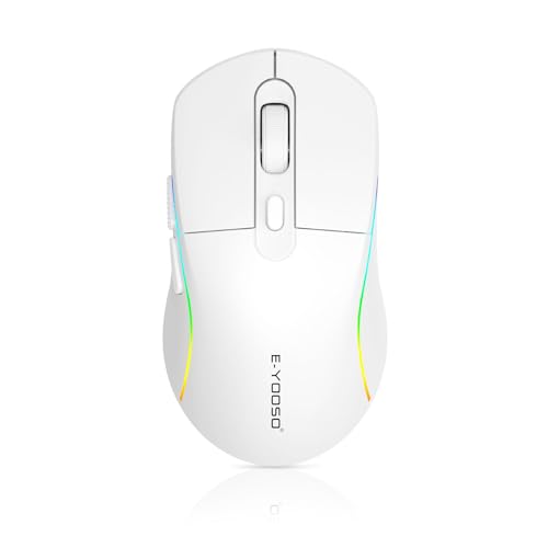 E-Yooso Gaming Maus Kabellose RGB,2.4G/USB-C/Bluetooth Maus mit 6 Programmierbare Tasten/10000DPI/7 RGB Beleuchtung,Wireless Ergonomische Maus für PC/Mac Gamer Bild 1