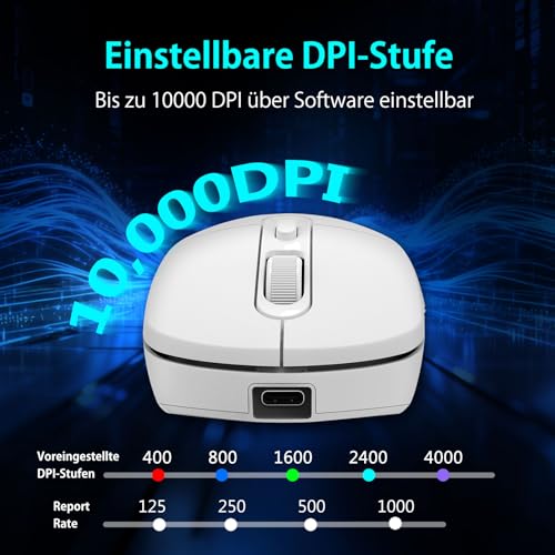 E-Yooso Gaming Maus Kabellose RGB,2.4G/USB-C/Bluetooth Maus mit 6 Programmierbare Tasten/10000DPI/7 RGB Beleuchtung,Wireless Ergonomische Maus für PC/Mac Gamer Bild 4