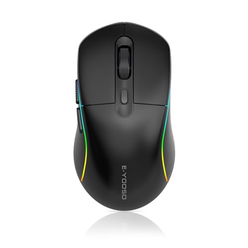 E-Yooso Gaming Maus Kabellose RGB,2.4G/USB-C/Bluetooth Maus mit 8 Programmierbare Tasten/10000DPI/7 RGB Beleuchtung,Wireless Ergonomische Maus für PC/Mac Gamer Bild 1