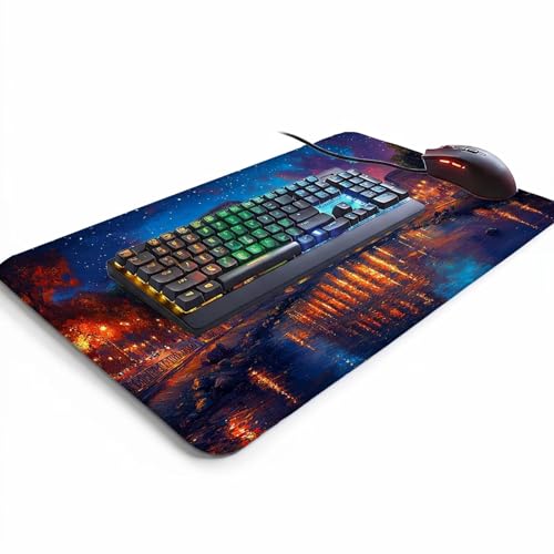 Mauspad Arena Gaming Mauspad XXL 100x40x0.3cm Wasserfest Schreibtischunterlage Sternenhimmel Genähte Kanten Antirutsch Gummibasis, Mauspad Gaming für Laptop Maus Herbstdeko Home Decoration FSBD-1142 Bild 3