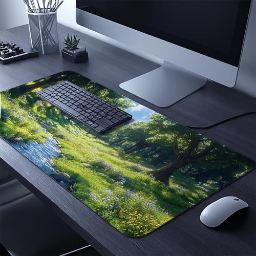 Mauspad Baum Gaming Mauspad XXL 1000x400x3 mm Wasserfest Schreibtischunterlage Landschaft Genähte Kanten Antirutsch Gummibasis, Mauspad Gaming für Laptop Maus Herbstdeko Home Decoration FSBD-0446 Bild 2
