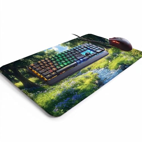 Mauspad Baum Gaming Mauspad XXL 1000x400x3 mm Wasserfest Schreibtischunterlage Landschaft Genähte Kanten Antirutsch Gummibasis, Mauspad Gaming für Laptop Maus Herbstdeko Home Decoration FSBD-0446 Bild 3