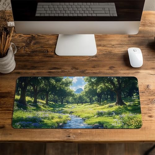 Mauspad Baum Gaming Mauspad XXL 1000x400x3 mm Wasserfest Schreibtischunterlage Landschaft Genähte Kanten Antirutsch Gummibasis, Mauspad Gaming für Laptop Maus Herbstdeko Home Decoration FSBD-0446 Bild 4